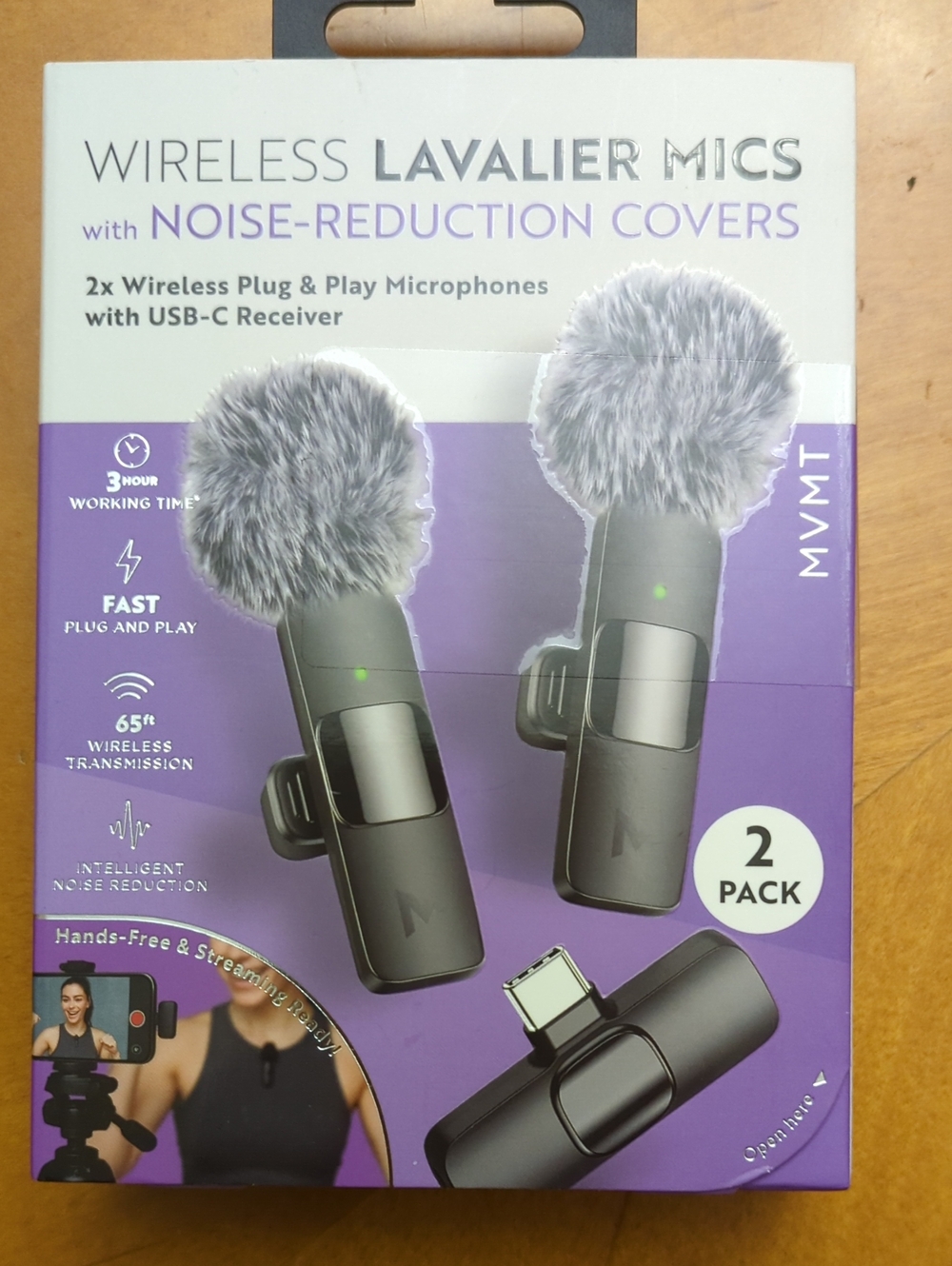 MVMT Wireless Lavalier Mics with Noise-Reduction Covers 2 Pack